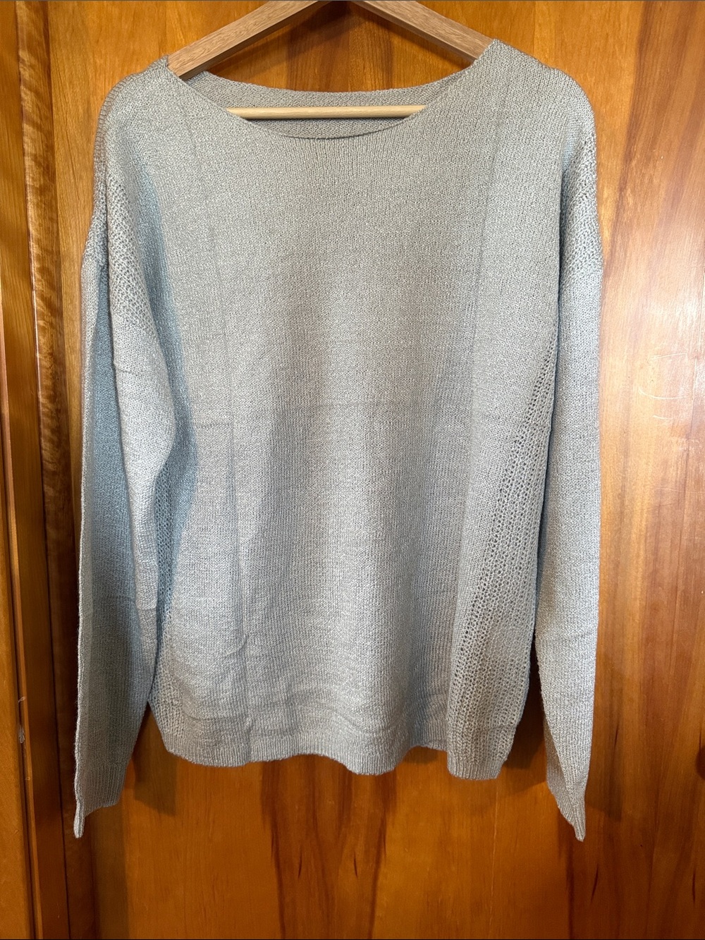 Light Gray Women's Knit Sweater - Casual Boatneck